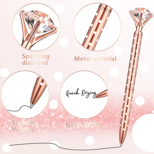 Miniatura 3 de Leinuosen 50 bolígrafos de diamantes a granel con cristal para despedida de soltera, bolígrafos de metal brillante con tinta negra para despedida