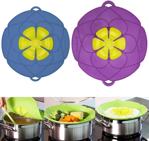 Miniatura 9 de Paquete de 2 tapas de silicona para derrames de silicona, protección contra hervir sobre salpicaduras de 10.2 pulgadas, cubierta protectora