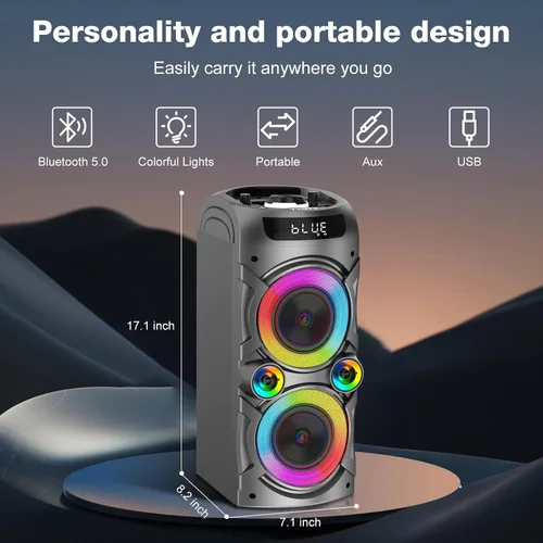 Miniatura 2 de Bocina Bluetooth portátil TYOTY 100W potente inalámbrica Boombox con emparejamiento TWS, sonido estéreo fuerte, graves profundos, grandes altavoces