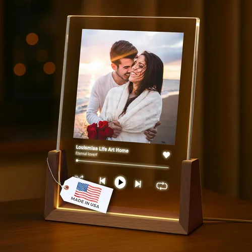 Miniatura 8 de LOUISMIAA - Marcos de fotos personalizados con luz nocturna, placa decorativa para aniversario, cumpleaños, día de la madre, día del padre, San