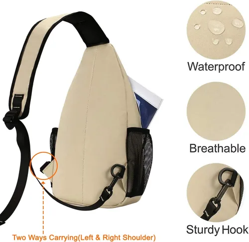 Miniatura 3 de Mosiso - Mochila bandolera multiusos, para viajes, senderismo, etc. Beige