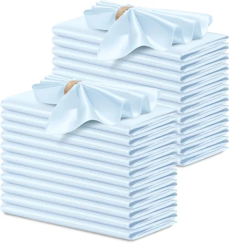 Miniatura 48 de P Pothuiny 12 servilletas de satén de color beige sedoso de 17 x 17 pulgadas, servilletas cuadradas lisas de tela de satén, servilletas de mesa