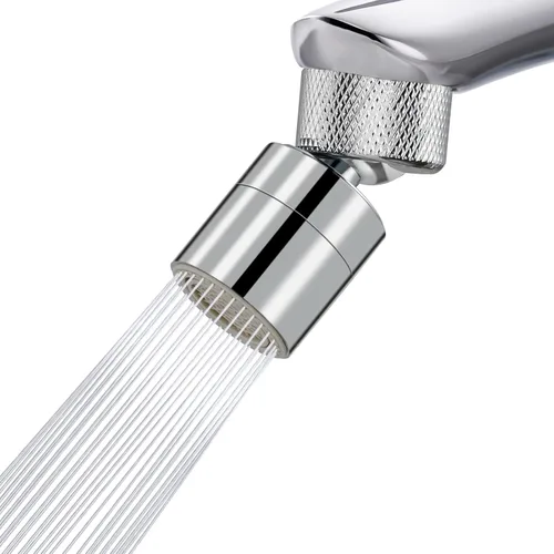 Hibbent Aireador de Grifo de Latón Macizo de Doble Función, Aireador de Fregadero de Cocina de Metal de Ángulo Grande Giratorio 360 Grados,