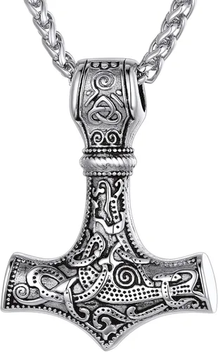 Richsteel Necklaces for Men Womens Thor's Hammer Pendant Mjolnir 316 Stainless Steel18K Gold PlatedBlack Viking Nordic Jewelry