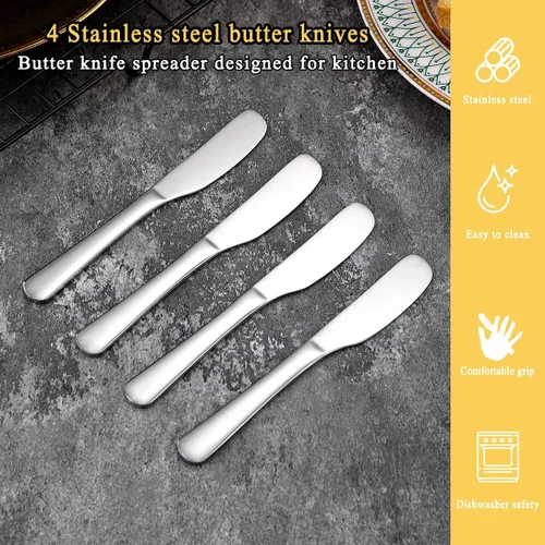 Miniatura 5 de Homquen Cuchillo de mantequilla de acero inoxidable, esparcidor de mantequilla, cuchillos de mantequilla, cuchillo esparcidor de mantequilla para 1.