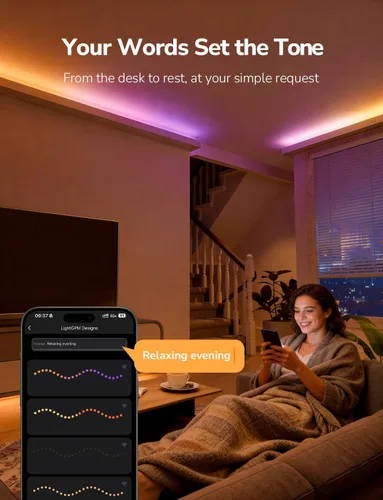 Miniatura 3 de Lepro S1 - Tira de luces LED AI para dormitorio, tiras de luz RGB inteligentes de 16.4 pies con efectos de persecución IC y arcoíris, segmento