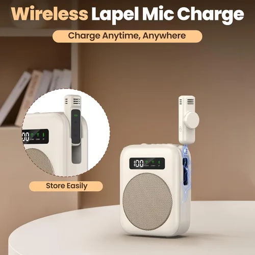 Miniatura 2 de Amplificador de voz con micrófono lavalier Bluetooth, amplificador Bluetooth para profesor, amplificador de voz portátil, sistema de micrófono