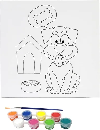 Miniatura 10 de Misco Juguetes de pintura de lienzo para fiestas, kit de arte de 11 piezas de lienzo predibujado para pintar y sorber, 8 colores y pincel incluidos