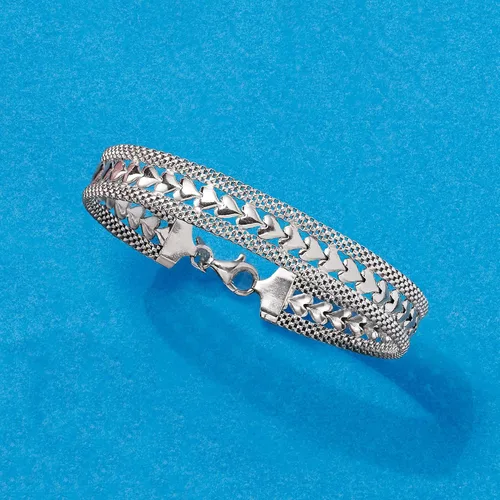 Miniatura 5 de Ross-Simons - Pulsera con diseño de corazón de plata italiana