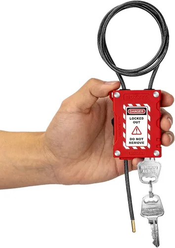 Cerraduras de cable de bloqueo con 2 llaves | Cable de acero de PVC ajustable de 0.16 x 31.5 pulgadas compatible con OSHA | para válvulas, paneles y