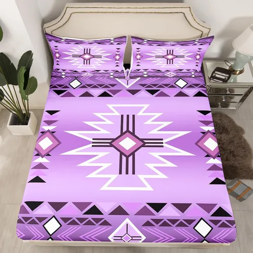 Miniatura 40 de Homewish Western Fitted Sheets Twin Size (No Flat),Retro Country Tribal Bedding Set 2Pcs,Kids Girls Boys Room Decor,Southwest Aztec Stripes Bed