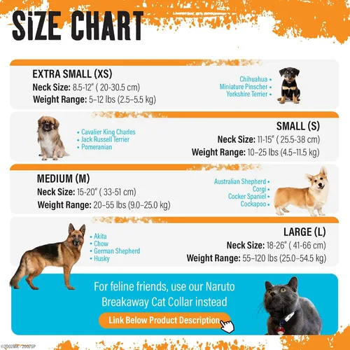 Miniatura 7 de Collar de Perro Naruto para Perros Grandes, Mediano, Collares para Cachorros XS/Pequeños – Collar de Perro de Anime Naruto Shippuden Hidden Leaf