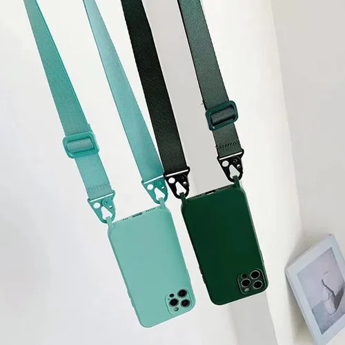 Miniatura 4 de Compatible con iPhone 13 Pro, funda cruzada para teléfono con cordón, bonita funda de silicona suave con correa ajustable para el hombro, protector