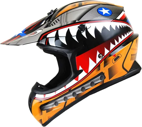 1Storm - Casco de motocross para adultos BMX MX ATV Dirt Bike Downhill Mountain Bike estilo Monster Shark Racing HKY_SC09S