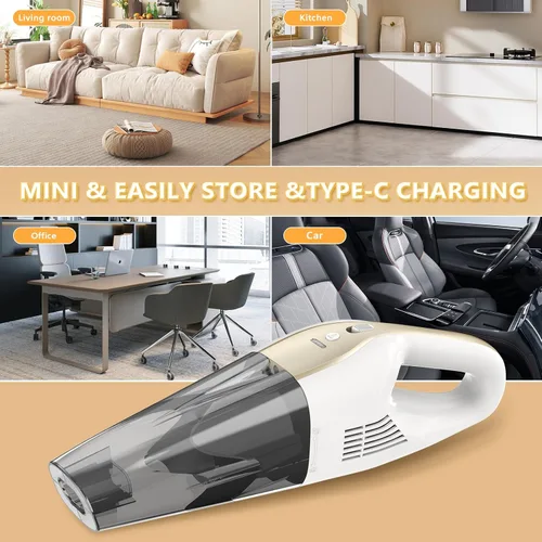 Miniatura 7 de Aspiradora de mano inalámbrica, 16000 Pa 160 W, aspiradora de coche con pantalla LED, potente aspiradora de mano de 30 minutos, portátil