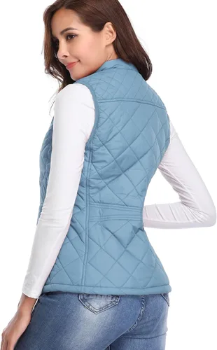 Miniatura 3 de Fuinloth - Chaleco acolchado para mujer, diseño de cuello alto, ligero, con cierre