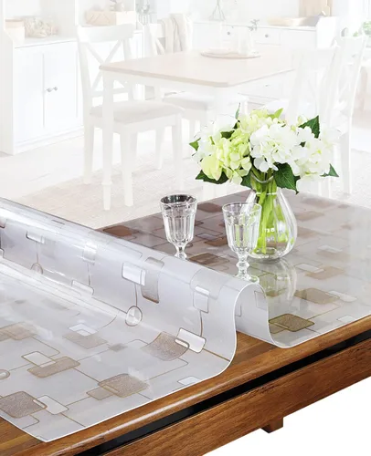 Protector de mesa de plástico de 1,5 mm de grosor, 32 x 63 pulgadas, protector de mesa transparente, alfombrilla de escritorio