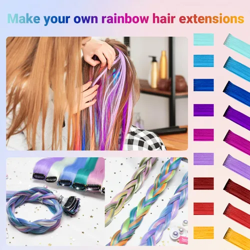 Miniatura 2 de Extensiones de cabello sintético de 22 pulgadas, extensiones de cabello sintético largo y lacio con clip, extensiones de cabello sintético para Negro