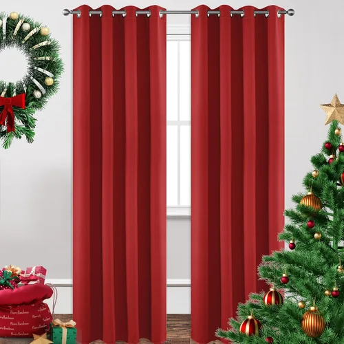 Miniatura 114 de Joydeco - Juego de 2 paneles de cortinas opacas de 63 pulgadas, 2 cortinas largas con aislamiento térmico burg, cortinas de oscurecimiento