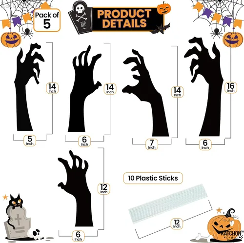 Miniatura 3 de KatchOn, Letreros aterradores de mano con estacas – Grandes, 16 pulgadas Letreros de patio de Halloween para decoraciones de Halloween al aire
