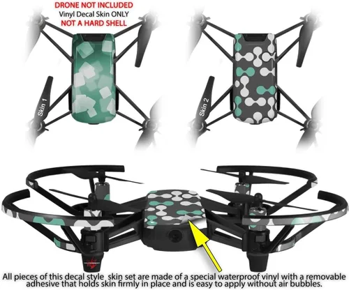 Miniatura 2 de Paquete de 2 calcomanías para DJI Ryze Tello Drone Bokeh Squared Seafoam Green Drone no incluido