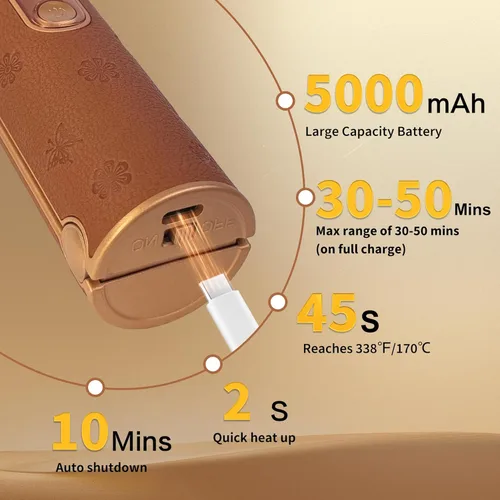 Miniatura 2 de Rizador de pelo inalámbrico 2 en 1, recargable USB-C de 5000 mAh, precalentamiento rápido en 2 segundos, 3 ajustes de temperatura, mini plancha