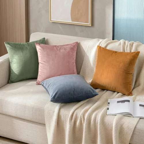 Miniatura 7 de Lazzzy Paquete de 2 fundas de almohada de terciopelo decorativas para sofá, cama, sofá, silla, funda de cojín azul suave, funda de almohada cuadrada