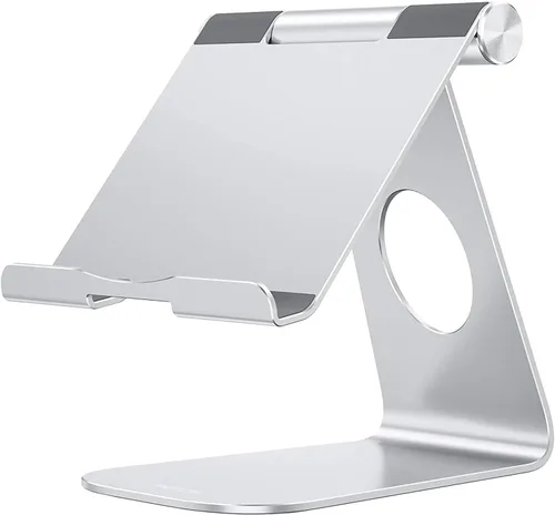 Miniatura 10 de Estación de carga, soporte de escritorio multiángulo, marca Omoton, de aluminio, base de montaje de succión adhesiva, compatible con todos los Negro