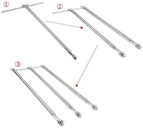 Miniatura 4 de GasSaf Tubo de quemador de repuesto para Weber 7508 Genesis Silver B & C, Genesis Gold B & C, Spirit 700 E-310 E-320, Weber 900 y otros modelos, kit
