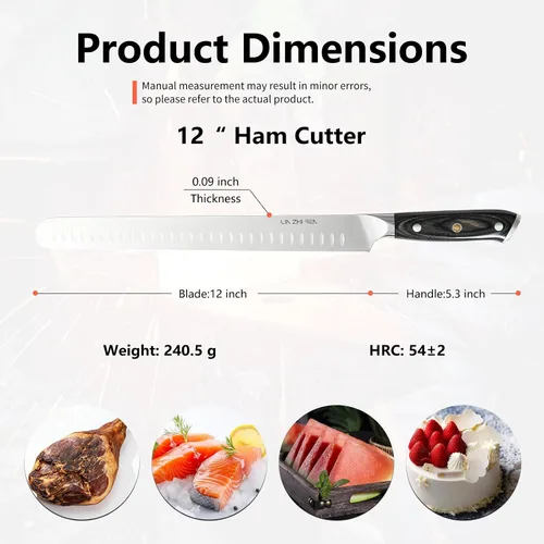 Miniatura 2 de Cuchillo de trinchar - Cuchillo de pechuga premium de 12 pulgadas para cortar carne ahumada, barbacoa y pavo asado - Acero alemán afilado