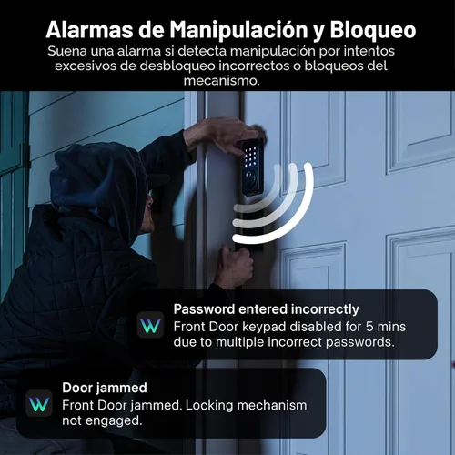Miniatura 15 de Wyze Auto-Lock Bolt v2, cerradura inteligente de entrada sin llave con huella dactilar, escáner de aprendizaje AI con Wi-Fi, cerrojo de puerta