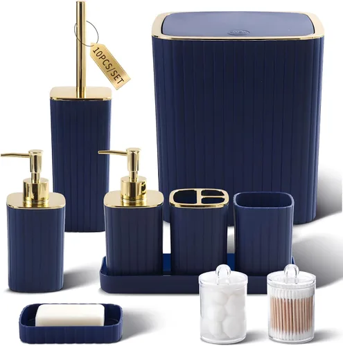 Miniatura 42 de XLHOMO Bathroom Set- 25PC Beige Bathroom Set, Bathroom Set with Shower Curtain and Rugs, Beige Shower Curtain Set, Toilet Brush, Bathroom Trash Can