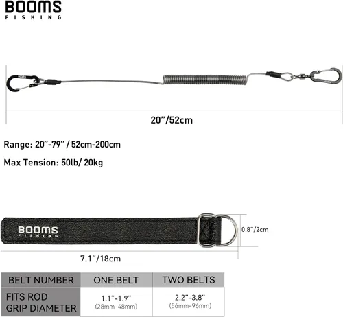 Miniatura 6 de Booms Fishing T02 - Correa de caña de pescar, correa de remo para kayak, accesorios de pesca para tabla de remo, cordón de pesca resistente