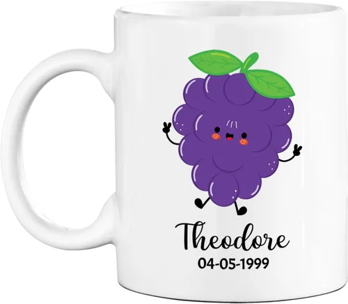 Miniatura 11 de Taza de café blanca personalizada con mano agitada de manzana con nombre de bebé, taza de cerámica personalizada para amantes de la fruta