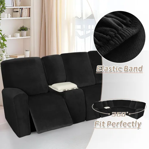 Miniatura 420 de Arfntevss Fundas de sofá seccional reclinable de terciopelo, Funda de sofá seccional de esquina para sofá reclinable, Funda elástica suave