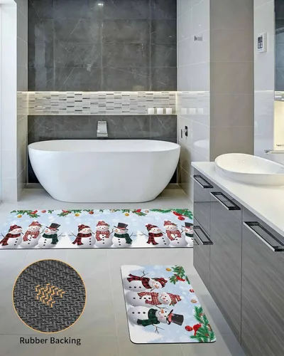 Miniatura 5 de Tapete de baño de muñeco de nieve para bañera, antideslizante, de secado rápido y absorbente, tierra de diatomeas, fregadero, dormitorio, cocina