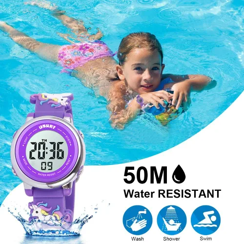 Miniatura 4 de USWAT Kids Watch 3D Cartoon Toddler Wrist Digital Watch Waterproof 7 Color Lights with Alarm Stopwatch for 3-10 Year Boys Girls Little Child