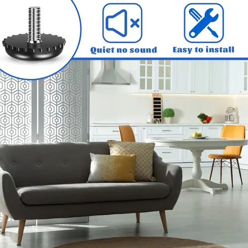 Miniatura 5 de Dunzy 15 niveladores de muebles ajustables 1/4-20 de acero inoxidable atornillados en patas de nivelación roscadas atornilladas para muebles