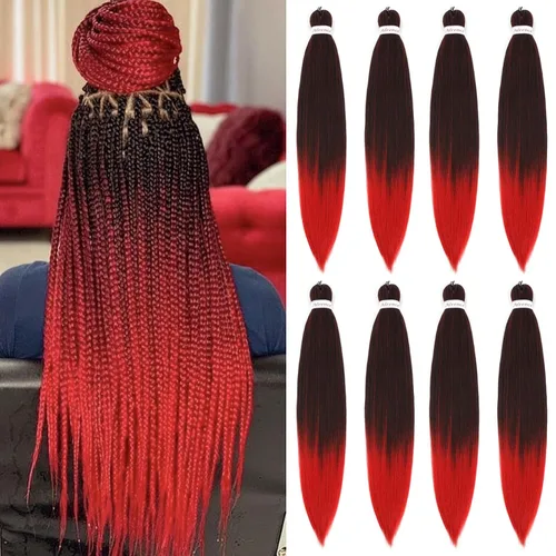 Miniatura 47 de Alrence Cabello estirado para hacer trenzas, trenza larga de 30 pulgadas, 8 paquetes, extensiones profesionales de trenzado de cabello sintético, 1b#