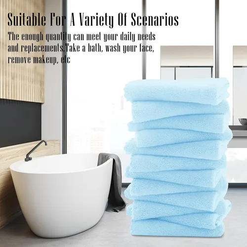 Miniatura 7 de TENSTARS Juego de 12 paños de alta calidad, secado rápido, terciopelo coral de microfibra suave, altamente absorbente, uso multiusos como baño, spa