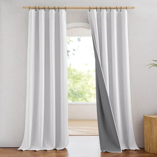 Miniatura 14 de NICETOWN Cortinas 100% opacas de 63 pulgadas de largo, 2 paneles de cortinas cortas con aislamiento térmico con forro para dormitorio, cortinas