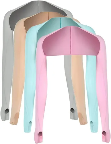 Miniatura 9 de 4 piezas de protección UV, chal de sol, manga de enfriamiento para brazo con orificio para el pulgar para mujeres y hombres, ciclismo, conducción, 2