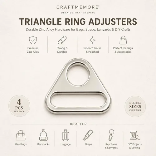 Miniatura 7 de CRAFTMEMORE 4 piezas de ajuste de anillos triangulares hebilla de ajuste de anillos en D para bolsa de coser correa correas SC84, plomizo