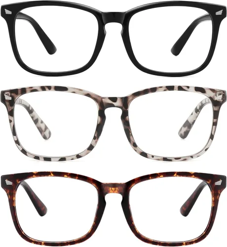 MEETSUN - Gafas de bloqueo de luz azul, antifatiga ocular, para el dolor de cabeza (mejor sueño), lentes de lectura para computadora UV400 Paquete