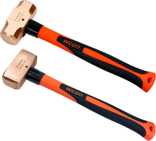 Miniatura 31 de WEDO Juego de martillo de trineo de cobre de 3 piezas, 3 lb+4 lb+5 libras, mango de fibra de vidrio, forja, resistente a la corrosión, estándar DIN