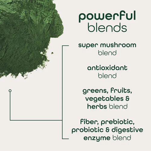 Miniatura 5 de Zena Nutrition Paquete variado de polvo orgánico Super Greens, más de 70 superalimentos, 0 azúcar, 3G de fibra, espirulina, clorella, antioxidantes