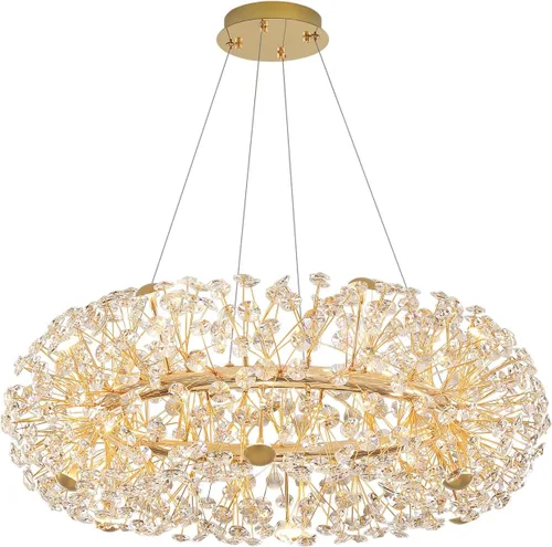 Miniatura 8 de ykolupty - Candelabro de diente de león dorado de 8 luces para comedor, lámpara colgante Sputnik con control remoto, candelabro de cristal moderno