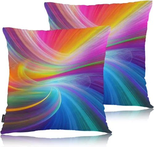 Miniatura 17 de Swono Juego de 2 fundas de almohada de 18 x 18 pulgadas, diseño floral abstracto, fundas de almohada decorativas para interiores y exteriores, sofá