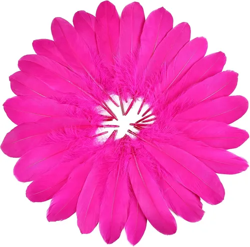 Miniatura 24 de FeelfunFeather 120 piezas de plumas de ganso gris natural de 6-8 Pulgadas 15-20cm, plumas decorativas a granel para manualidades DIY, cosplay