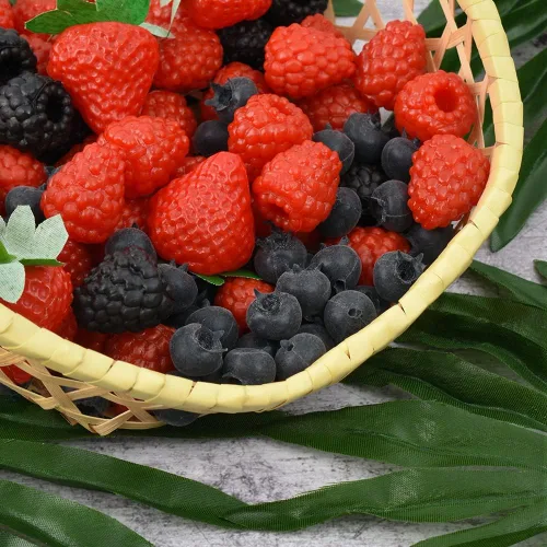 Miniatura 5 de Arándano artificial, 50 unidades de arándanos falsos realistas de simulación de bayas azules de frutas falsas para manualidades, hogar, cocina
